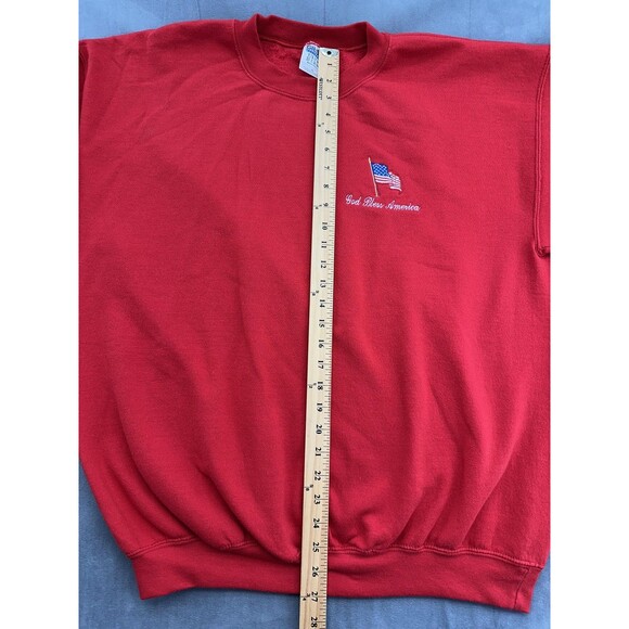 Gildan Sweatshirt Mens XL Red Ultra Blend Heavyweight Crewneck Embroidered USA - Picture 8 of 9